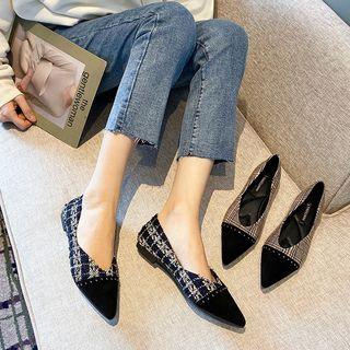Tweed Panel Pointy-toe Flats