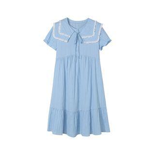Detachable Frilled Collar Short Sleeve Dress