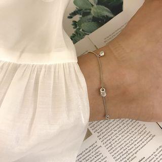 925 Sterling Beaded Anklet Jl012 - Silver - One Size