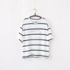 Striped Lettering Elbow-sleeve T-shirt