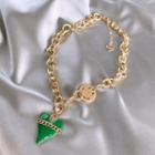Heart Pendant Necklace 1pc - Gold & Green - One Size