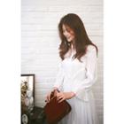 Set: Lace-trim Flared Shirtdress + Underskirt