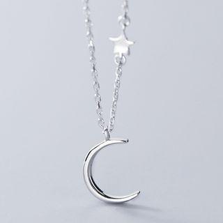 Crescent Star Necklace Silver - One Size
