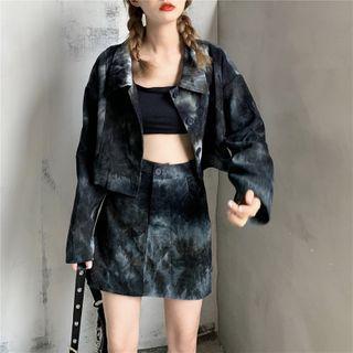 Tie-dye Loose-fit Jacket / Slim-fit Skirt