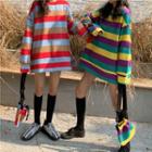Color-block Striped Oversize Pullover
