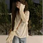 Long-sleeve V-neck Mesh Knit Top
