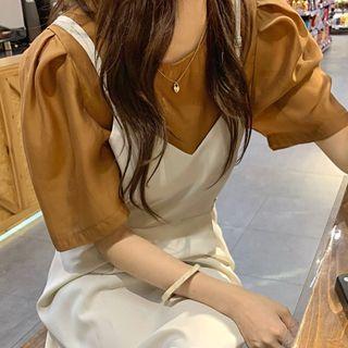 Puff-sleeve Top 3058 - Caramel - One Size