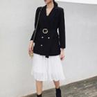 Set: Double-breasted Blazer + Midi A-line Skirt