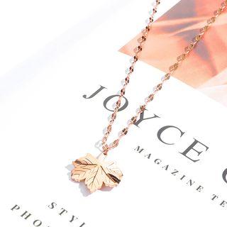 Maple Leave Pendant Necklace 1564 - Rose Gold - One Size