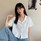 Short-sleeve Open-collar Cropped T-shirt