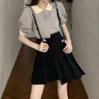 Mini A-line Pleated Skirt / Short-sleeve Polo Shirt