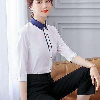 3/4-sleeve Shirt / Dress Pants / Pencil Skirt / Set