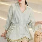 3/4-sleeve Side-tie Blouse