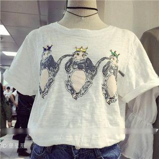 Embellished Printed Short-sleeve T-shirt