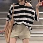 Color-block Striped Off-shoulder Top