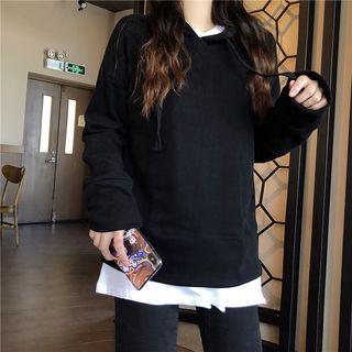 Long-sleeve Plain Hooded Pullover / Plain T-shirt
