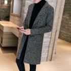 Notch Lapel Long Tweed Coat