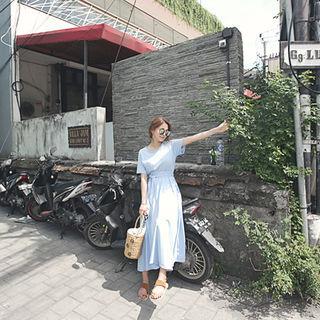 Tie-waist A-line Long Dress