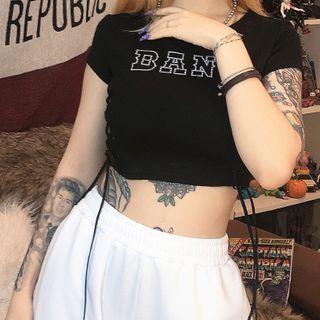 Side Lace Up Short-sleeve Crop Top