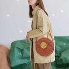 Planet Embroidered Corduroy Round Crossbody Bag