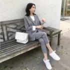 Double-breasted Blazer / Shorts / Cropped Straight-fit Pants / Set