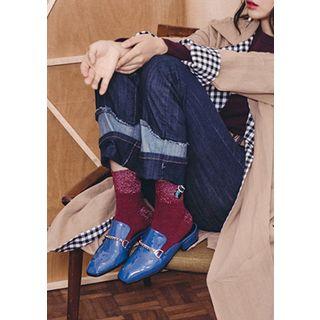 Chain-trim Backless Patent Loafers