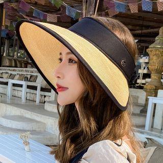 Straw Panel Wide Brim Visor Hat