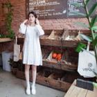 Half-placket Lace-overlay Empire Dress
