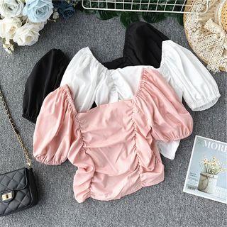 Square Top Short-sleeve Crop Top