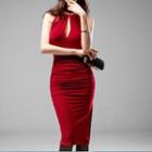 Sleeveless Sheath Dress Red - One Size