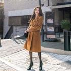 Metallic-button Belted Coat