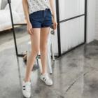 Front-seam Denim Fitted Shorts
