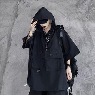 Set: Plain Cargo Pocket Hooded Top + Shorts