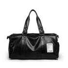 Faux Leather Label Accent Carryall Bag Black - One Size