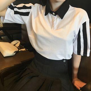 Polo Collar Contrast Trim Short-sleeve T-shirt