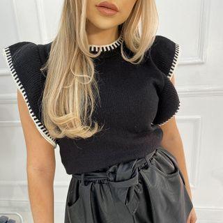 Contrast-trim Knitted Tank Top