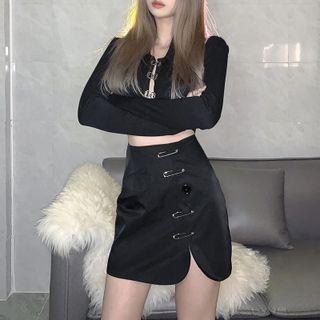 Long Sleeve Pinned Dress