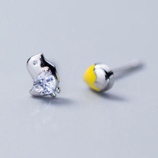Non-matching 925 Sterling Silver Chicken & Egg Earring
