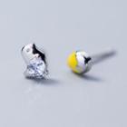 Non-matching 925 Sterling Silver Chicken & Egg Earring