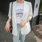 3/4-sleeve Linen Blend Blazer