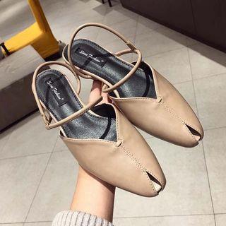 Faux Leather Peep Toe Ankle Strap Sandals