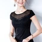 Lace Glitter Short-sleeve Top