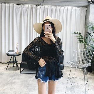 Long-sleeve Lace Knit Top