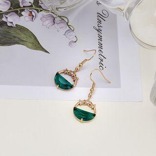 Rhinestone Alloy Dangle Earring 1 Pair - E4184 - Dark Green Rhinestone - Gold - One Size