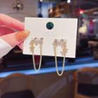 Beaded Chained Drop Sterling Silver Ear Stud 1 Pair - E2705 - Gold - One Size