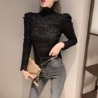 Stand-collar Lace Top