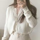 Buttoned Eyelet-knit Knit Top Off-white - One Size