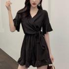 Ruffle Trim Short-sleeve Romper