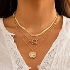 Set Of 3: Coin Pendant Necklace + Chain Necklace
