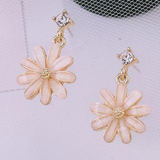 Rhinestone Acrylic Flower Dangle Earring 1 Pair - 925 Silver Needle Earrings - One Size